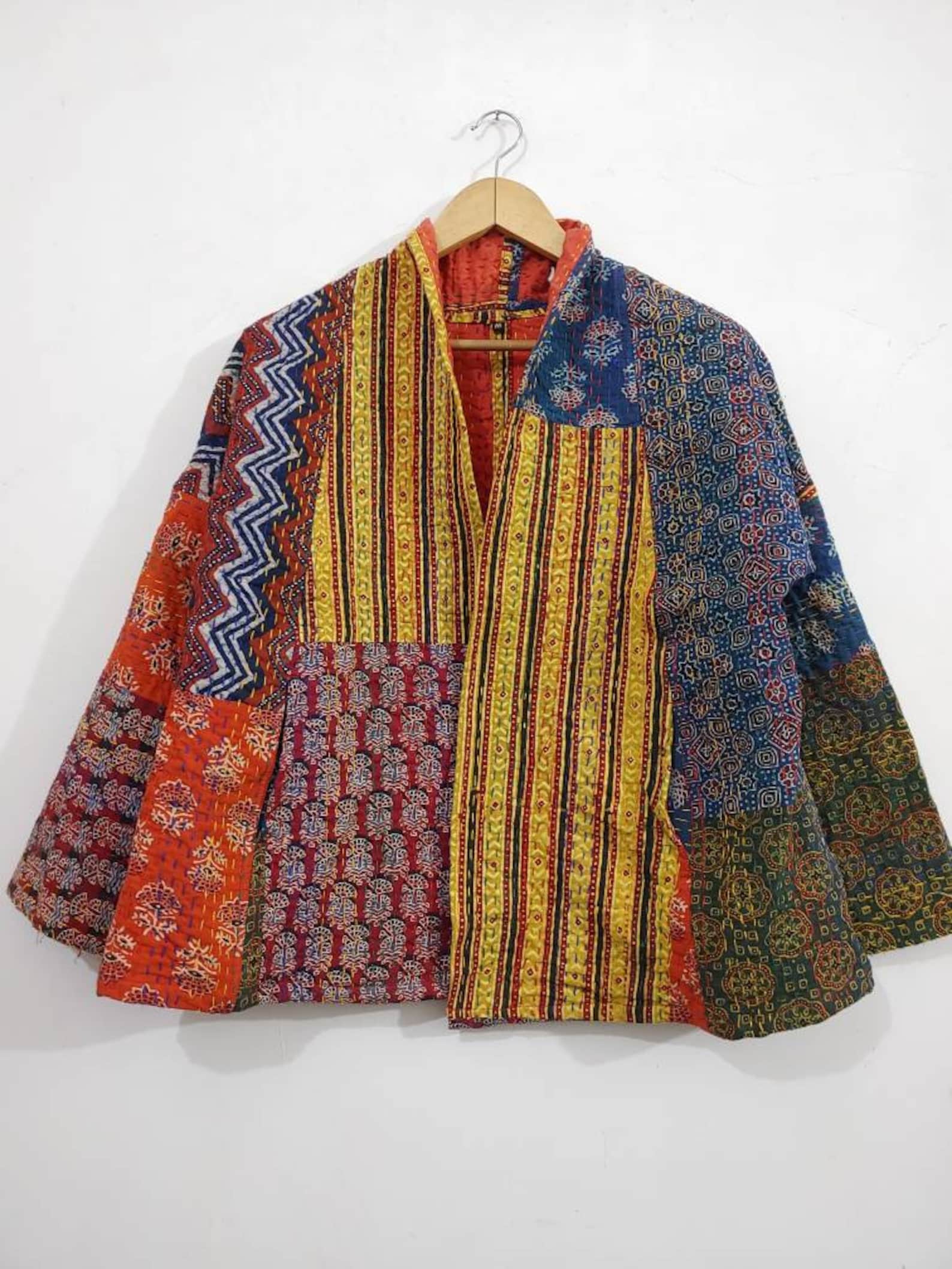 Kimono jacket & coats women wear gift for her kantha short | Etsy