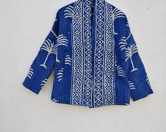 Kimono, jacket& coats women wear gift for her kantha short kimono indigo color, Boho,