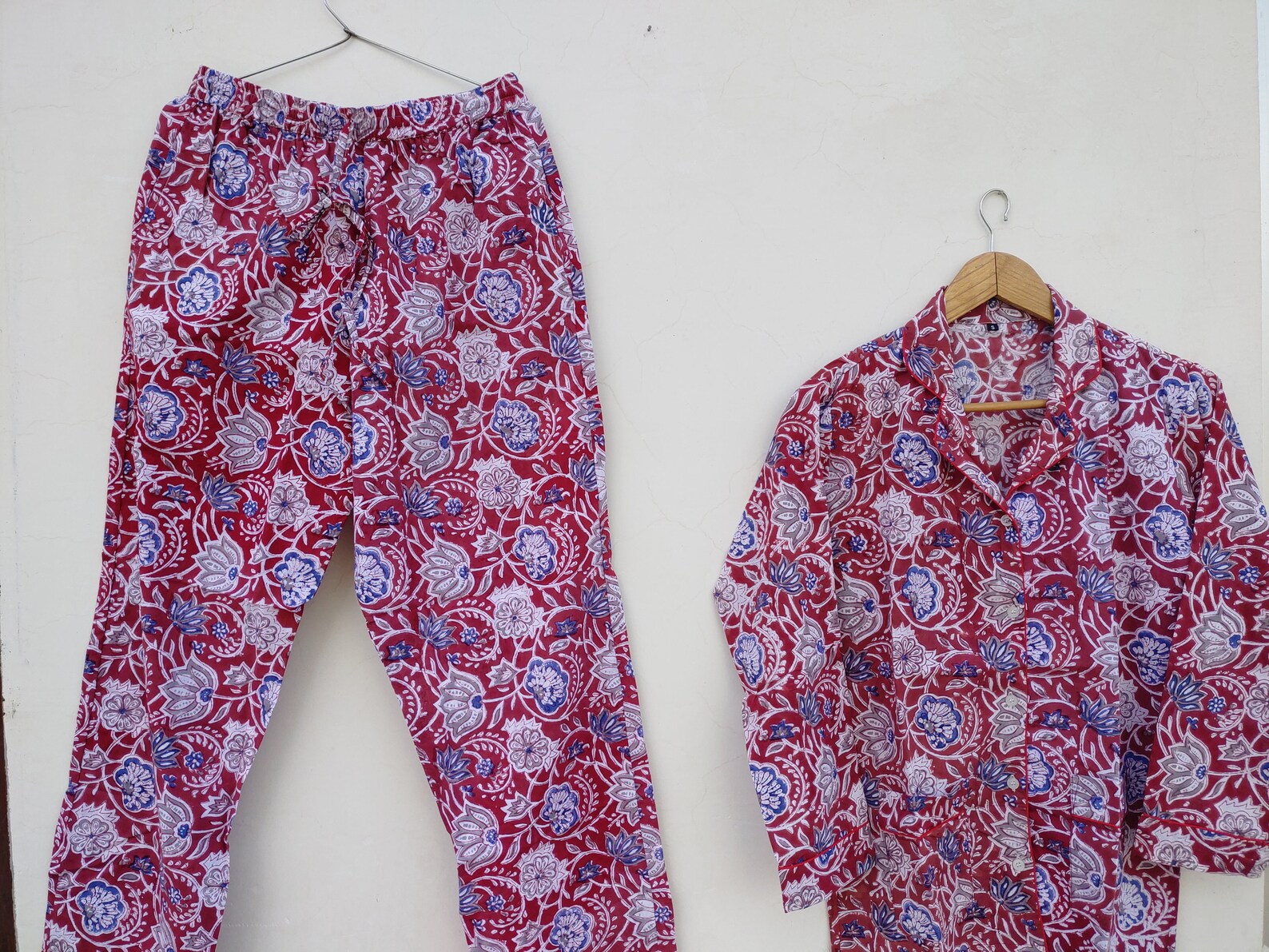 Indian Handmade Cotton Pajamas Set Women Wear Gifts for Her Etsy