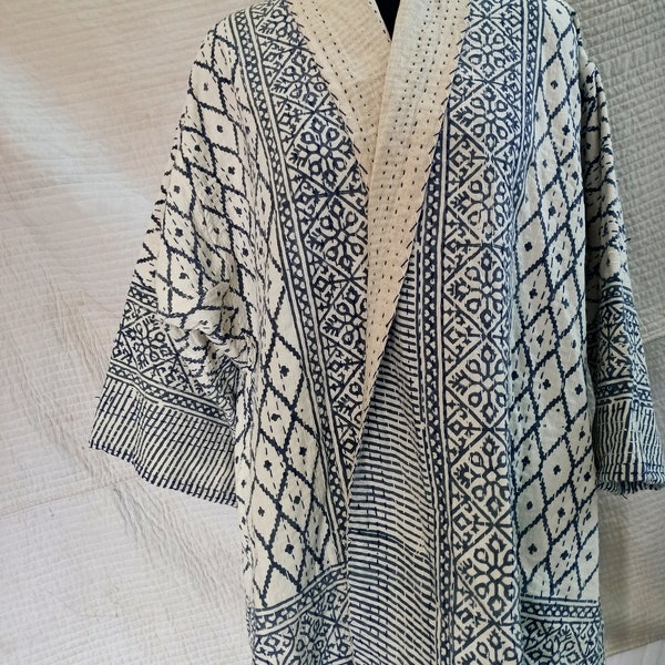 Cotton Kantha Regular Size Jacket Quilted Vintage Handmade Front Open Indian Casual Jacket