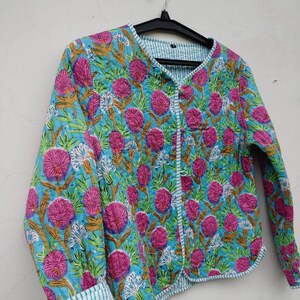 Cotton Quilted Reversible Jacket Inside Lining Short Jacket Floral Print Handmade