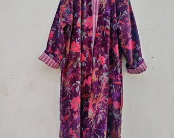Indian Hand Made Velvet Bird Kimono for Winter Bath Robe Gowon | Etsy