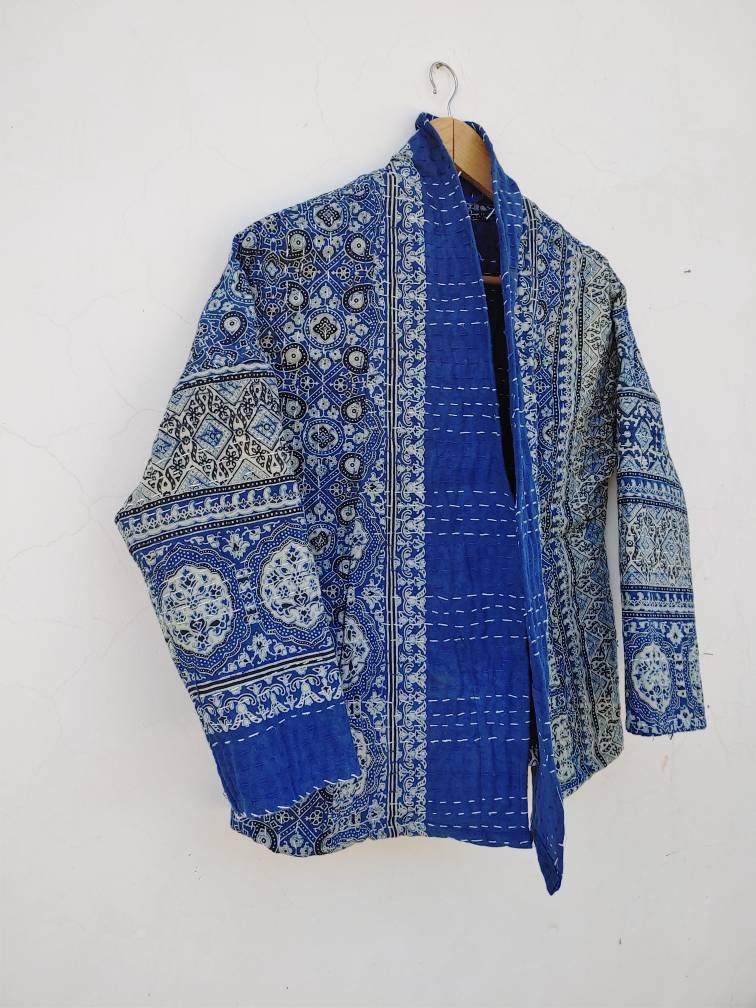 Azrakh Kantha Quilted Jacket Women Wear Kimono Short Length - Etsy