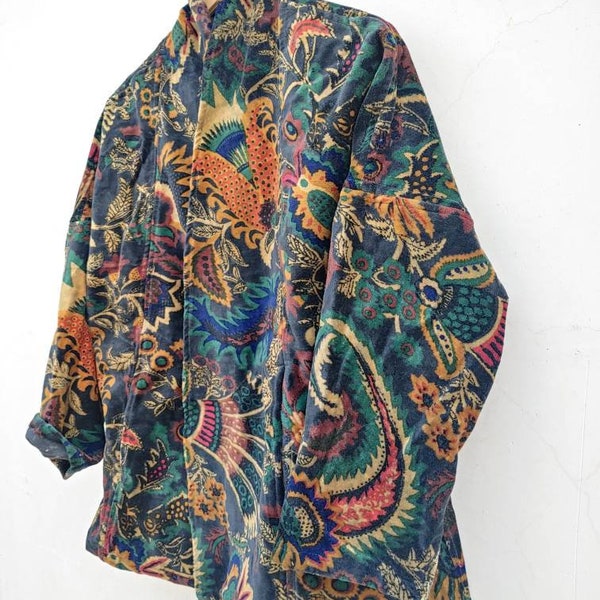 Indian HandMade Velvet Short Jacket Kimono Women Wear Boho Velvet front Open Jacket