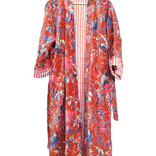 Indian Hand Made Velvet Bird Kimono for Winter Bath Robe Gowon - Etsy