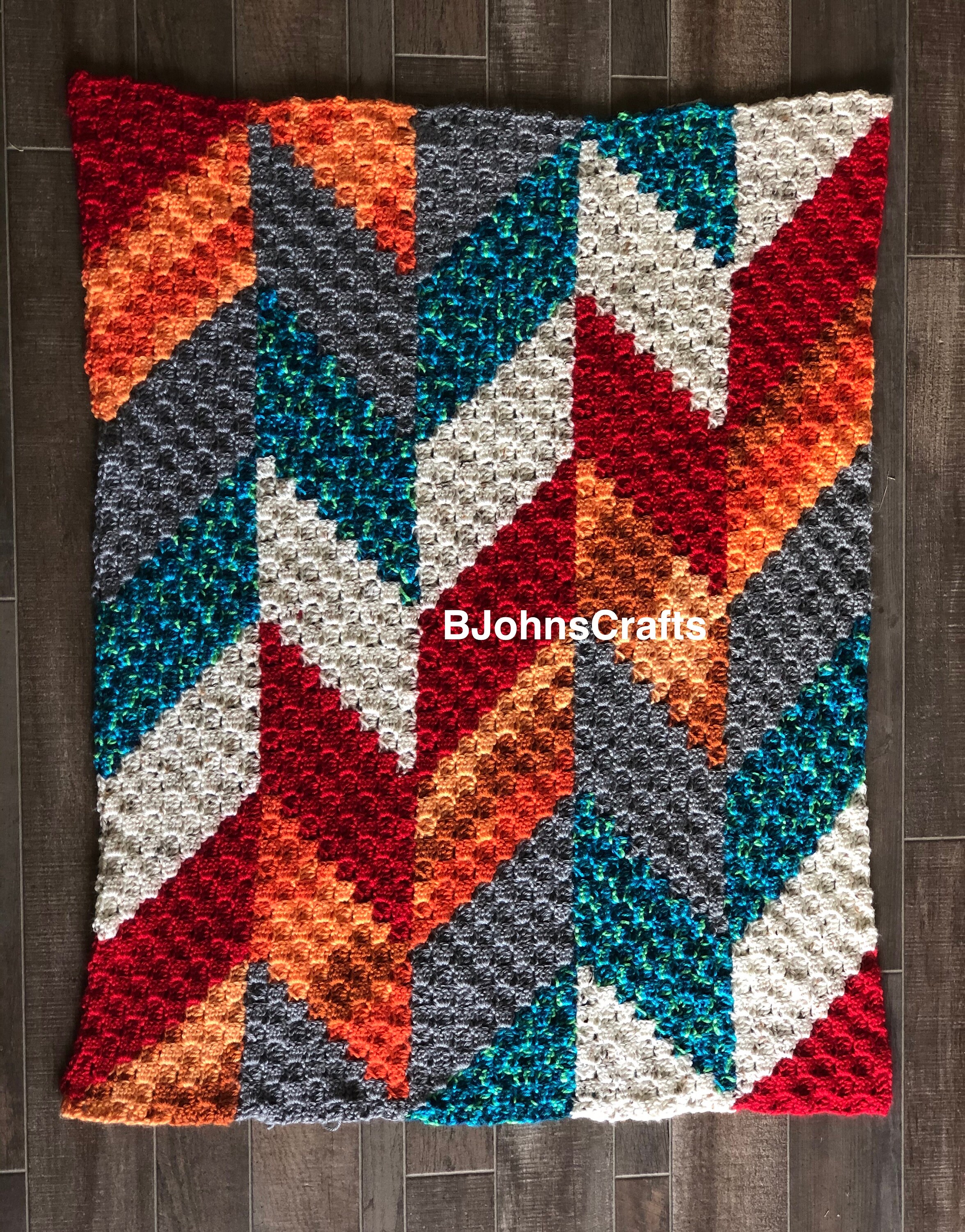 5 Color Herringbone Crochet Blanket Pattern - Etsy