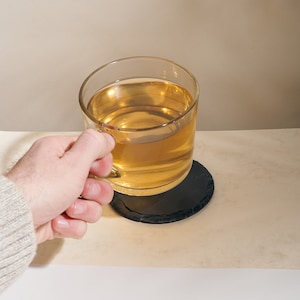 Slate Coasters Black with Holder, Set of 8 | Eco Friendly & Sustainable | Wedding and Housewarming Gift