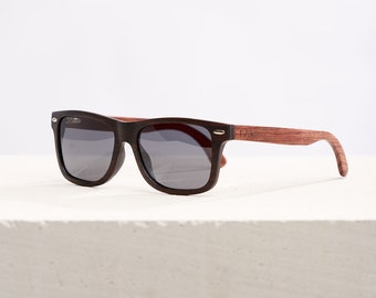 Wooden Sunglasses | Wayfarer | Polarized Lens | Water Resistant | Ebony Laminated