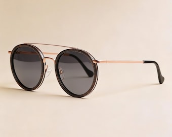 Wooden Sunglasses - Double Bridge - Polarized Lens - Water Resistant - Sensitive Skin Friendly