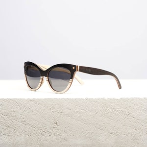 Lunettes de soleil en bois pour femmes | Oeil-de-chat polarisé respectueux de l'environnement | Cadre en bois résistant à l'eau