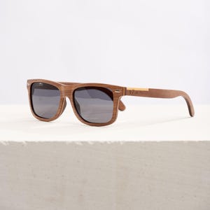 Wayfarer Wooden Sunglasses - Polarized Lenses - Water-Resistant - Ebony Laminated Frame