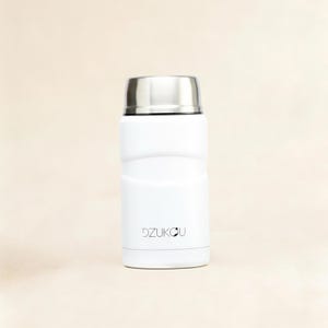 Fiambrera con cuchara plegable - Acero - 750 ml - Blanca - Portátil - Tapa antigoteo