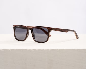 Wooden Sunglasses | Wayfarer | Polarized Lens | Water Resistant | Ebony Laminated