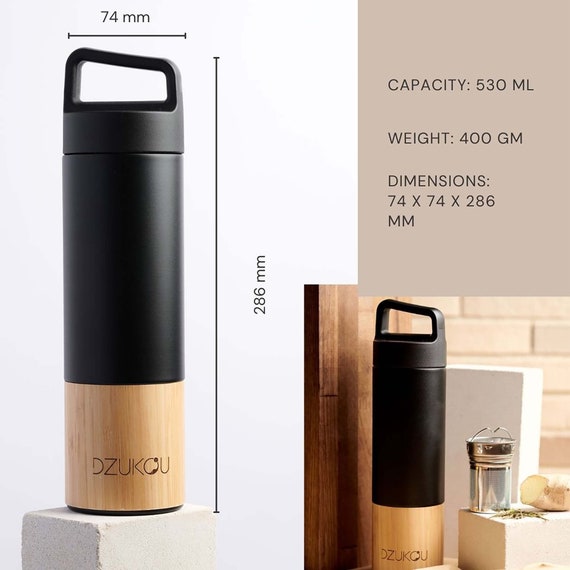 Double Wall Bamboo & Stainless-steel Thermos With Leakproof Design and Tea  Infuser Eco-friendly Insulated Travel Flask 