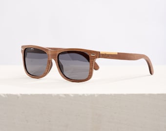 Wooden Sunglasses | Wayfarer | Polarized Lens | Water Resistant | Ebony Laminated