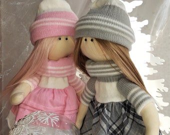 Textile dolls, twin dolls, self-made dolls, cloth dolls