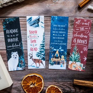 Winter Bookmark Set - Christmas Bookmarks - Holiday Bookmarks - Set of Four - Gifts for Readers - Gift Under 15