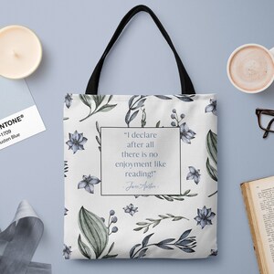 Jane Austen Tote Bag - Bookish Tote - Book Bag - Pride and Prejudice - Reading Bag - Gift for Reader - Gift Under 30