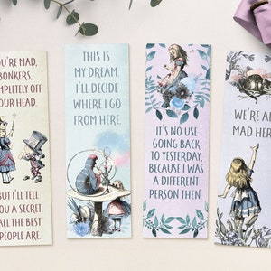 Alice in Wonderland Bookmarks - Set of Four - Double Sided