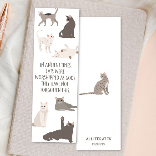 Cat Bookmark Funny Bookmark Double Sided Matte Laminated Etsy