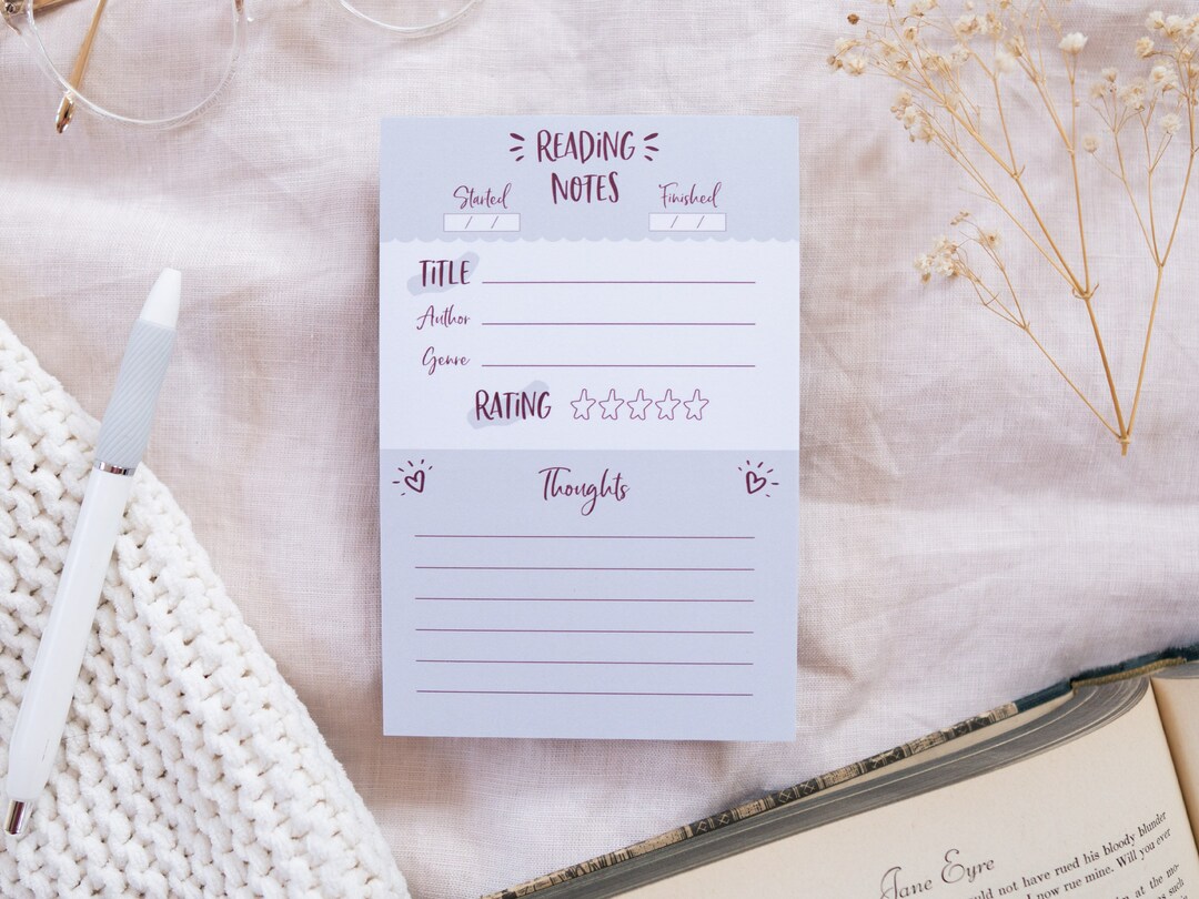 Reading Notepad Book Review Notepad Book Notes Etsy