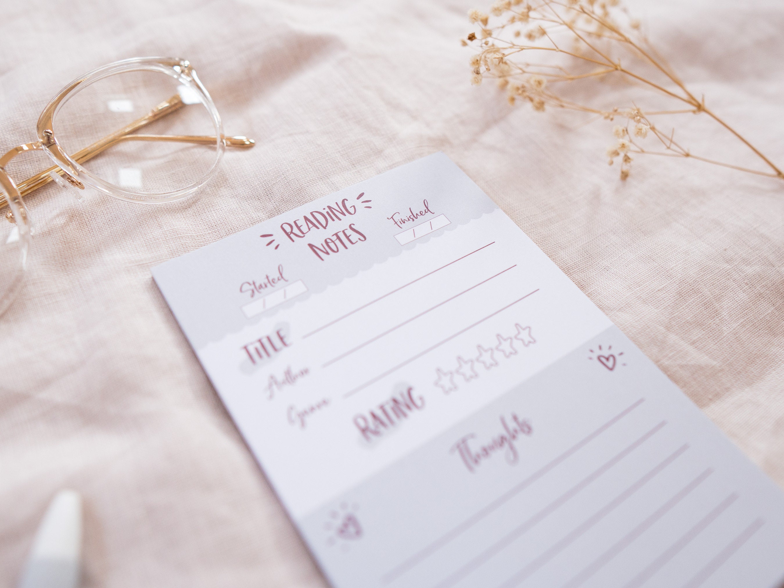 Reading Notepad Book Review Notepad Book Journal Book Etsy