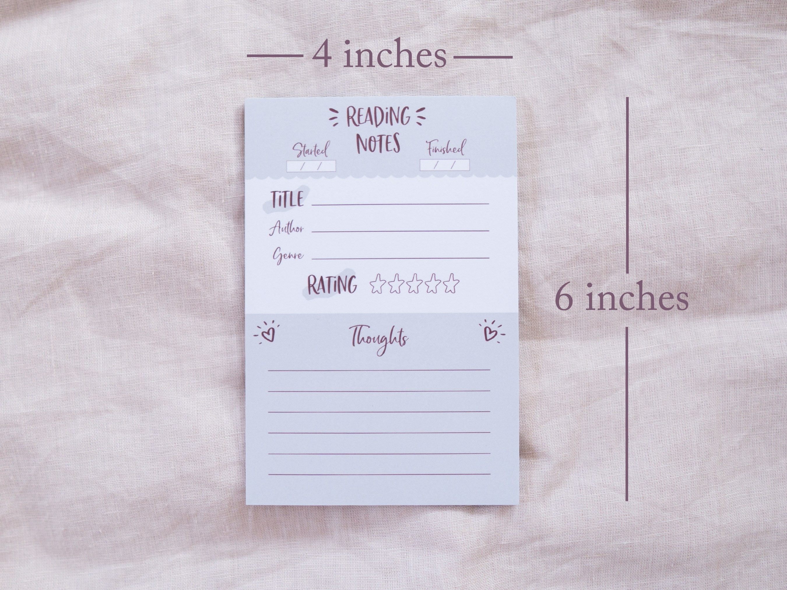 Reading Notepad Book Review Notepad Book Notes Etsy