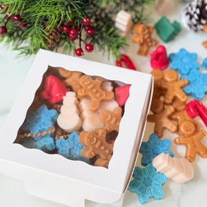 Christmas Wax Melts Gift Set: Soy Holiday Scents, Snowflakes & Snowman