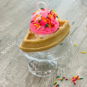 Waffle Ice Cream Soy Candle: Cinnamon Scented Fake Food Decor