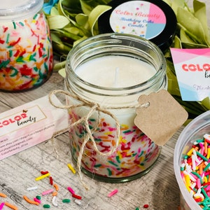 Birthday Cake Candle | 8oz | Holiday gift | STRONG SCENTED Candle