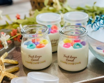 Mini Fruit Loops Cereal Candle: Strong Scented Organic Soy Wax