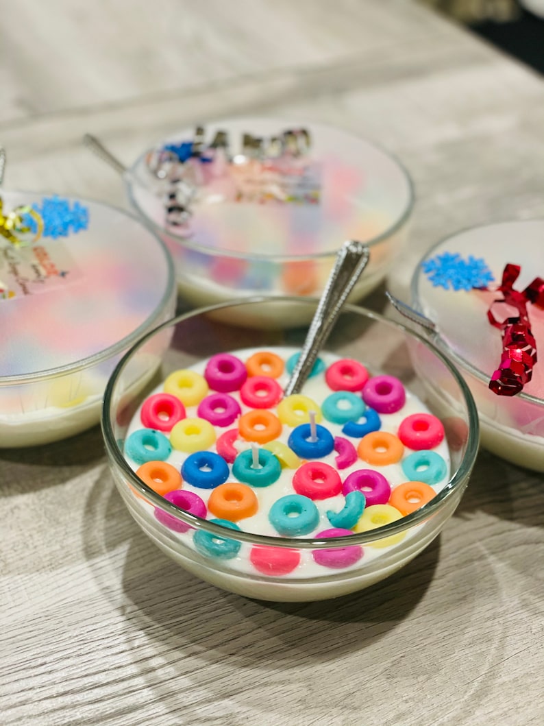 Fruit Loops Cereal Bowl Candle With Metal Spoon Morning Etsy