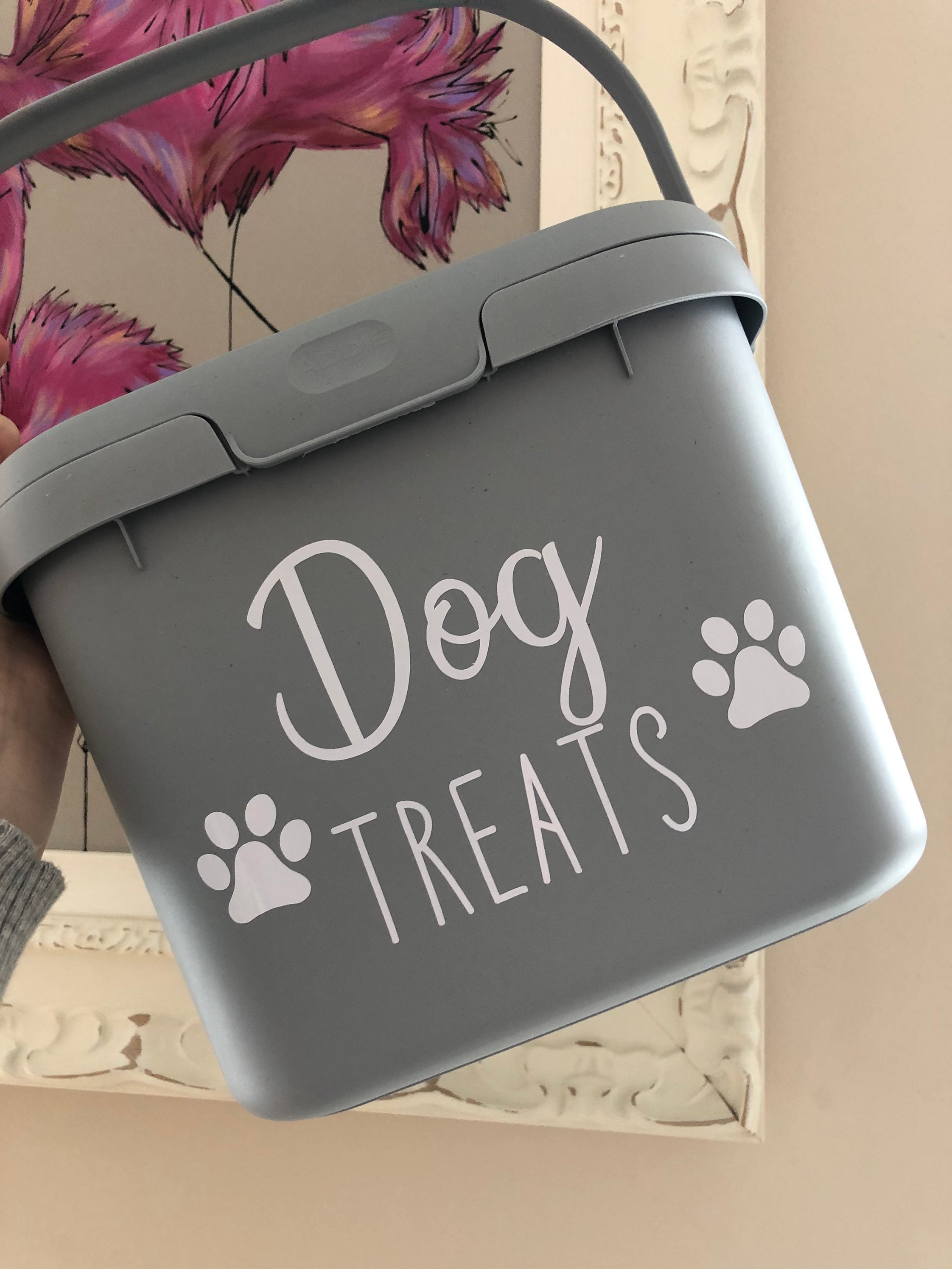 Personalised Pet Treat Storage Caddy Tub Treat Box Cat Food Etsy