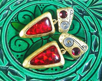Chico's gold tone metal and red lucite earrings