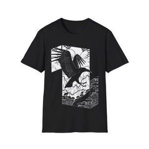 Cool: Black Vulture Landing on Mushrooms Bird T-Shirt