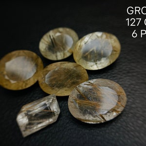 AAA quality Natural 127 carat 6 Pcs  Mix size Faceted Golden Rutile loose stone Lot, Rutile stone For jewelry, wire wrapped golden rutile.