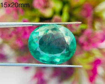グリーンフローライト宝石：八角形ステップカット、校正済みサイズ