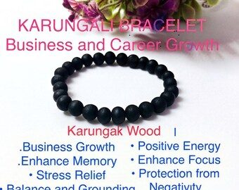 AAA Qualität Natürliche Karungali Perlen Armband, Original 8 mm 100% Natürliche Unpolierte Karungali Armband, Schwarzes Ebenholz 108 Perlen Mala Original