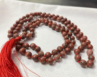AAA Quality natural Red Jasper 108 beads mala, natural Red Jasper jap mala / Red Jasper prayer mala/ Red Jasper 108 beads necklaces,