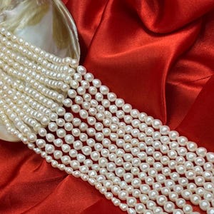 AAA Quality Off White Drop shape Fresh Water Pearls Beads,5-6mm / 16-17Gram Natural Fresh Water white Baroque Pearls, 16Inch Long string.