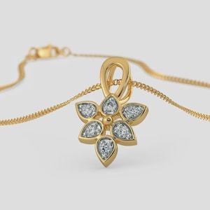 The Zymal Pendant || Diamond pendant in 18 kt yellow gold.Gift for her, birthday gift, anniversary gift, Diamond jewellery.April birthstone.