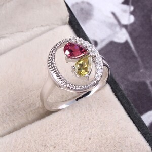 925 sterling silver natural multi tourmaline ring , delicate ring , floral ring , minimalist ring