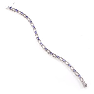 Natural Tanzanite & ((CUBIC ZIRCON))bracelet,925 sterling silver,handmade bracelet,beautiful gift for women,anniversary gift.