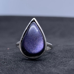 925 silver ring, goldstone Ring, Blue goldstone Ring, Blue Stone Ring ,925 Sterling Ring, Minimalist Ring, Gemstone Ring, Boho Ring.