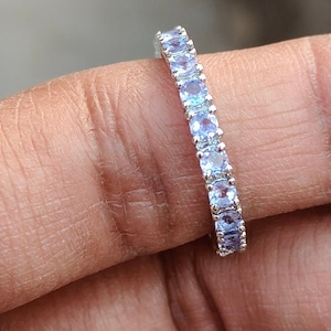 Tanzanite Eternity Band: 925 Sterling Silver Ring, December Birthstone