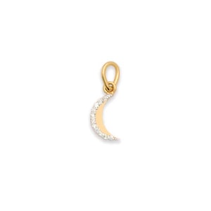 14 kt gold  with Natural Diamond Crescent Moon Pendant ,chain not included.Channel the celestial powers with our dreamy crescent moon charm