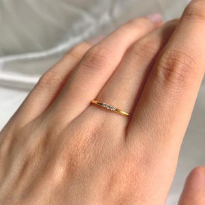 14kt , 18kt , Natural Tri-Diamond Ring , stackable ring , gift for her, anniversary gift for her, promise ring.