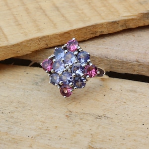 Natürlicher Tansanit und Turmalin Ring,925 Sterling Silber Ring,handgefertigter Ring,Verlobungsring,Ehering,Überraschung für Sie,limitierte Auflage.