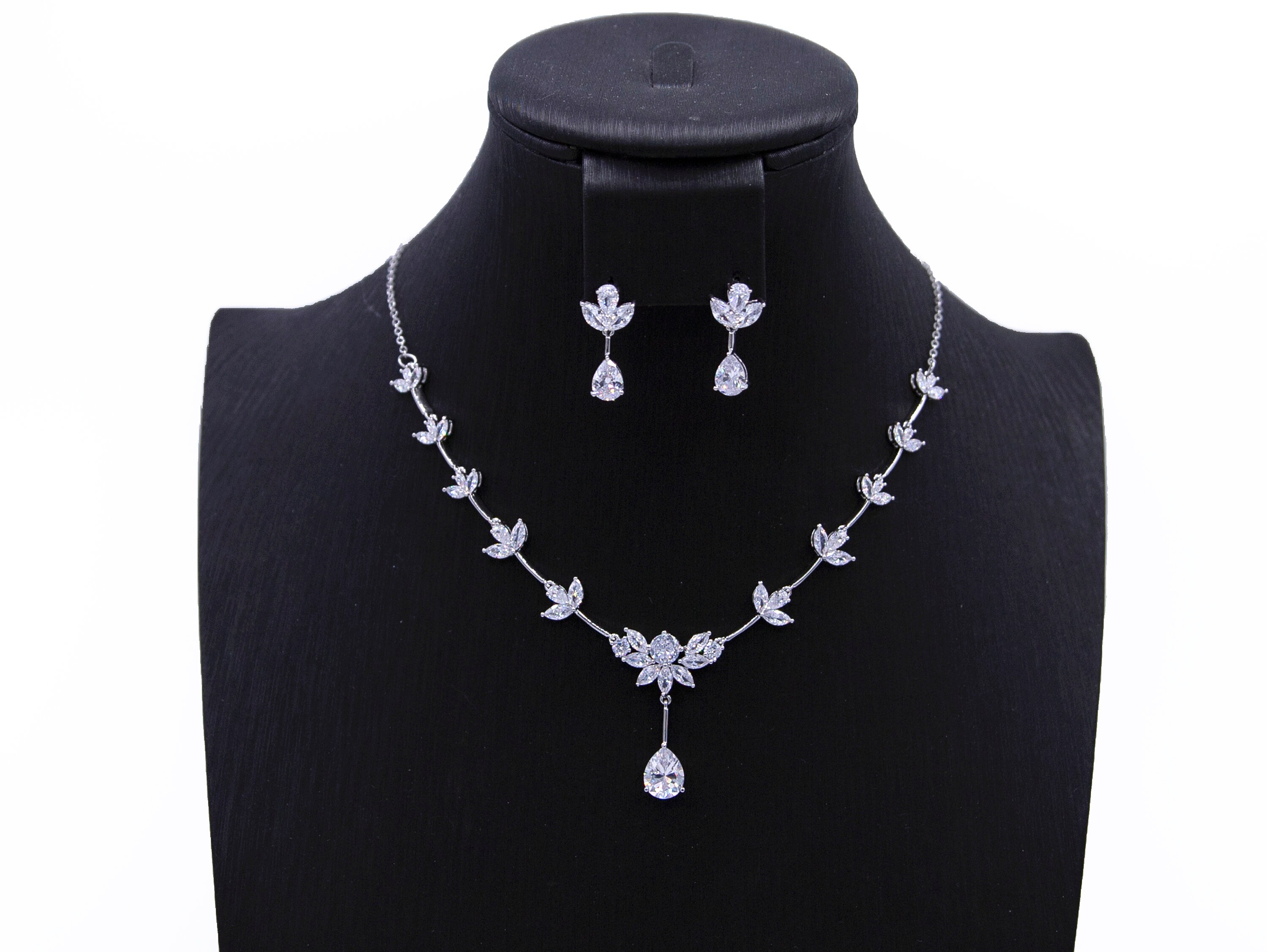 Wedding Jewelry Set | Crystal Necklace + Earrings | Crystal Drop Necklace | Bridal Jewelry | Bridesmaid Gift | Crystal Dangle Earrings