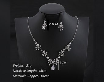 BriLove Rhinestone & Simulated Pearl Necklace And Earrings Set | Teardrop Cluster Pendant Dangle Jewelry For Women